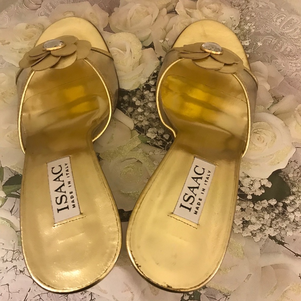 Mizrahi Gold Wedge Mule  -Size 8.5 - Picture 3 of 10